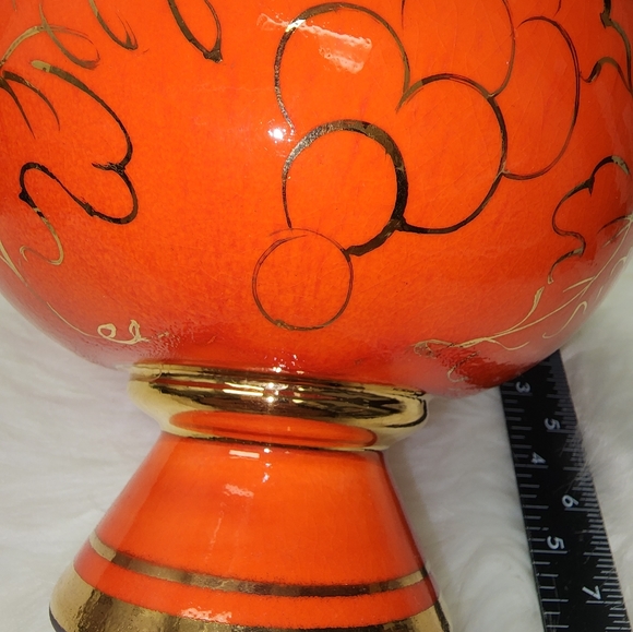 Orange pedestal bowl - Picture 6 of 8